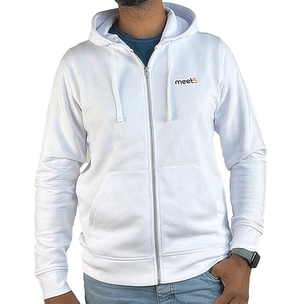 weißer Zipper hoodie Meet5