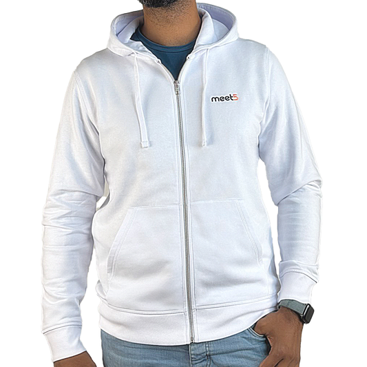 weißer Zipper hoodie Meet5