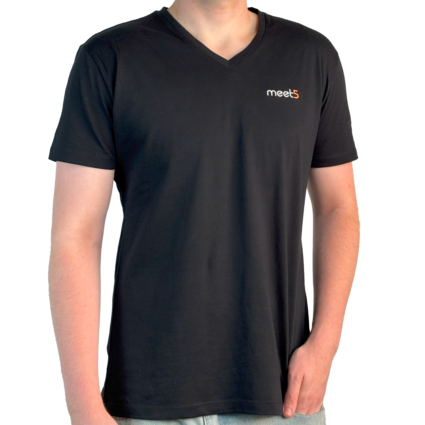 Herren T-Shirt mit V-Ausschnitt (Schwarz)