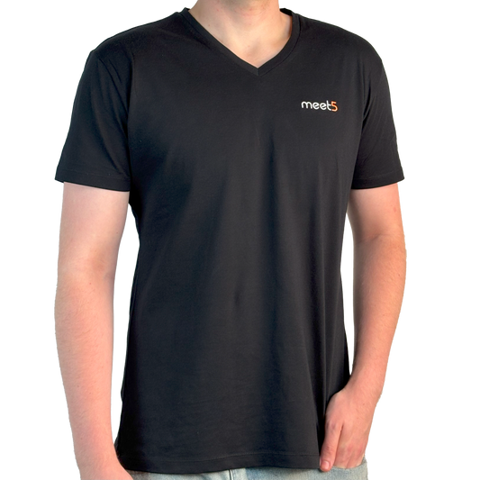 Herren T-Shirt mit V-Ausschnitt (Schwarz)
