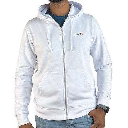 weißer Zipper hoodie Meet5