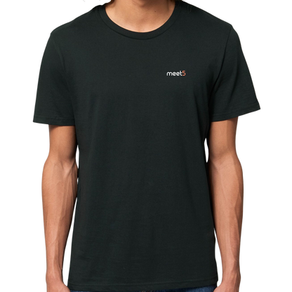 Meet5 T-Shirt in Schwarz, einfarbig mit gestickten Meet5 Logo auf der linken Brust.